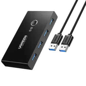 UGREEN USB 3.0 4-Port Switch With 2 Pack USB Male Cable