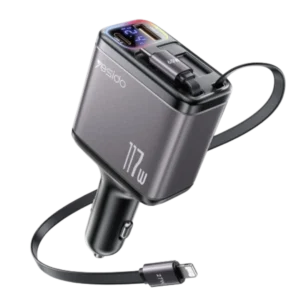 Yesido Super Fast Car Charger 117W with Stretchable Cable