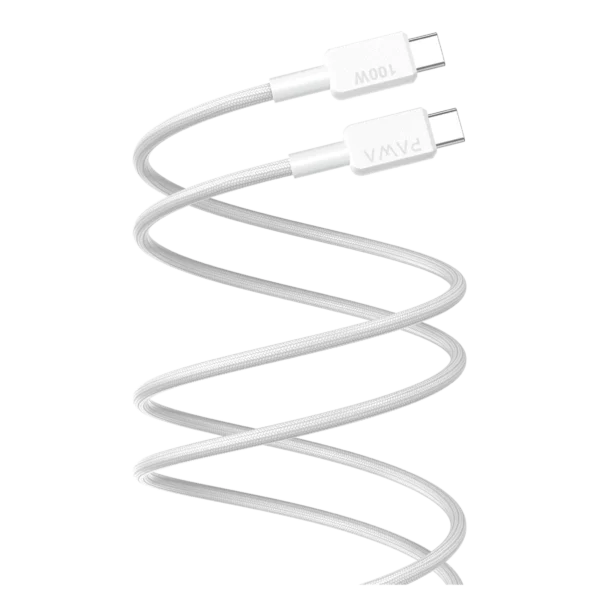 Pawa El-Claro Series Premium Braided Cable 2M USB-C to USB-C 100W - White