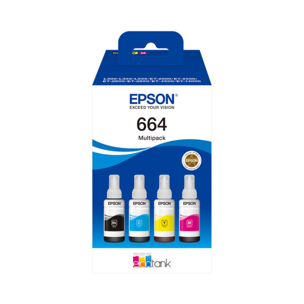 Epson 664 EcoTank 4-colour Ink Bottles - Multipack