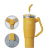 Brave Temp Guard Vacuum Insulated Travel Mug – 180° Rotating Handle, 24H Cold & 12H Hot Retention, Leak-Proof Lids, 1200mL – Yellow