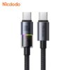 Mcdodo USB-C To USB-C Cable With Colorful Lights 100w 1.2m (CA-8200) - Black