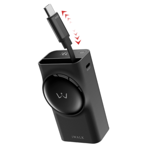 iWALK LinkPod Reel | Built-in 2.3ft Retractable Cable Portable Charger - Black