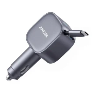 Anker USB-C Car Charger(75W Max with Built-In Retractable Cable) - Silver