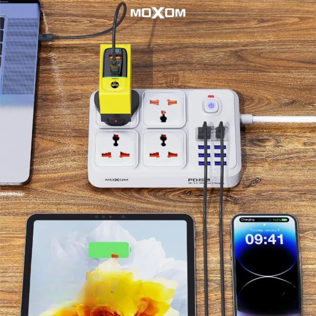 MOXOM MX-ST15 2500W Power Socket with 4 UK Sockets - White - Image 4