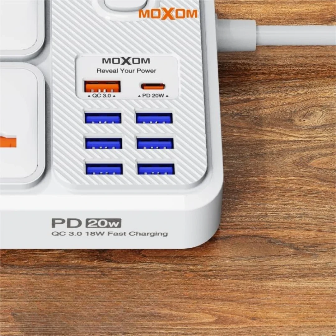 MOXOM MX-ST15 2500W Power Socket with 4 UK Sockets - White - Image 3
