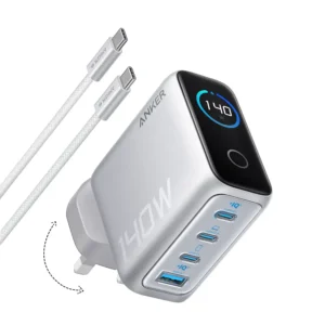 Anker Charger 140W 4-Ports PD 3.1 with USB-C Cable - Silver