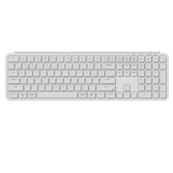 Keychron B6 Pro Full-Size Ultra-Slim Wireless ZMK Custom Keyboard for Windows & Mac, Arabic / English - White