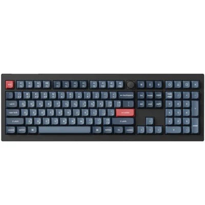 Keychron V6 Max 100% RGB Backlight Swappable Fully Assembled Knob, QMK/VIA Wireless Mechanical Gaming Keyboard (Gateron Jupiter Red Switch) - Carbon Black - English/Arabic Keyboard