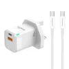 Porodo Blue Ultra-Quick Charger USB-A to USB-C (1m Type-C Cable Included) - White