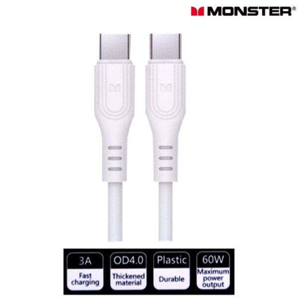 Monster Type-C to Type-C Cable 60W - White