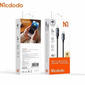 Mcdodo USB-C To Lightning Cable With Colourful Lights 36W 1.2M (CA-8190) - Black