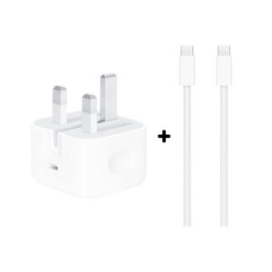 Apple Usb-C To Usb C 240W Charge Woven Cable 2M – White + Apple 20W USB-C 3 Pin Power Adapter – White