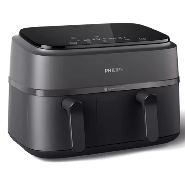 Philips Dual Air Fryer, 2750W, 9L, NA350/00 - Gray & Black - Image 2
