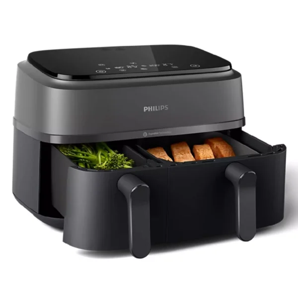 Philips Dual Air Fryer, 2750W, 9L, NA350/00 - Gray & Black - Image 3