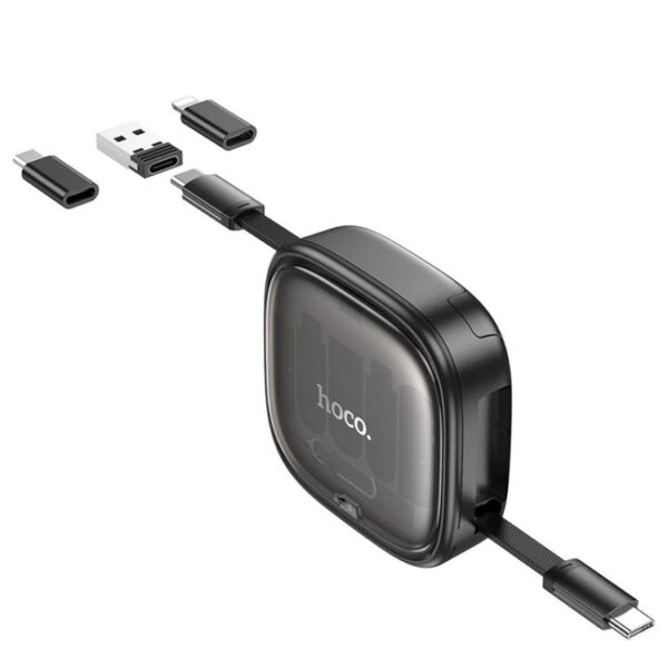 Hoco U140 Type-C to Type-C Multi-function Retractable Storage Data Cable - Black - Image 2