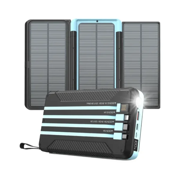 Powerology 16000mAh Solar Multi-Cable Power Bank PP070 - Black