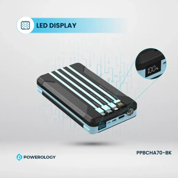 Powerology 16000mAh Solar Multi-Cable Power Bank PP070 - Black - Image 3