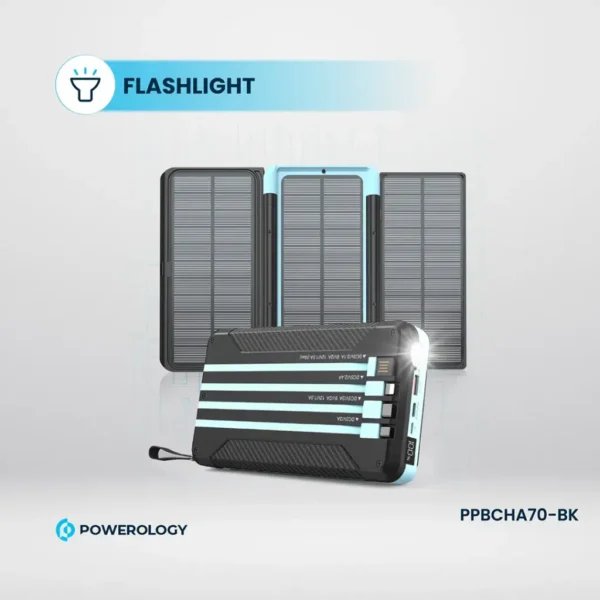 Powerology 16000mAh Solar Multi-Cable Power Bank PP070 - Black - Image 4