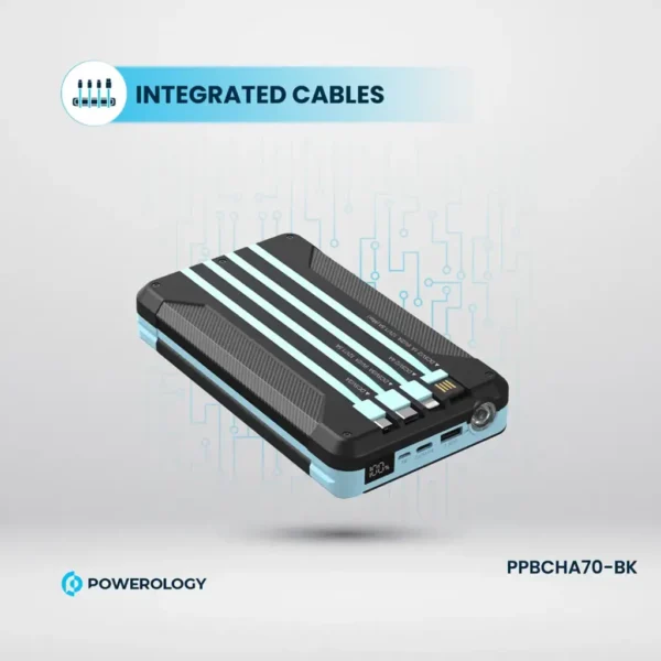 Powerology 16000mAh Solar Multi-Cable Power Bank PP070 - Black - Image 5