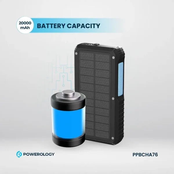 Powerology 20000mAh Solar Wireless Charging Power Bank PP076 PD20W - Black - Image 4