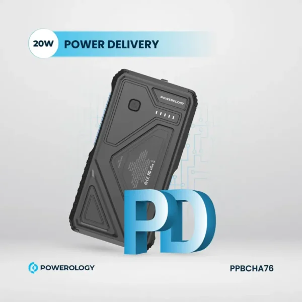 Powerology 20000mAh Solar Wireless Charging Power Bank PP076 PD20W - Black - Image 6