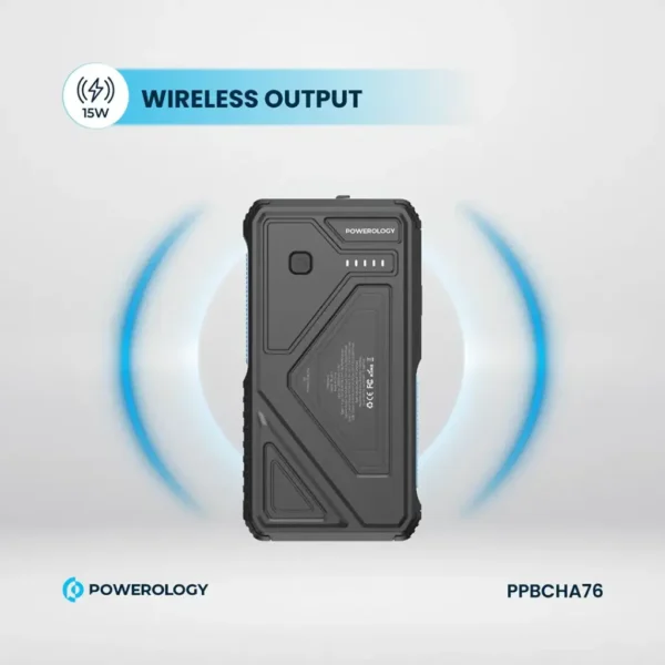 Powerology 20000mAh Solar Wireless Charging Power Bank PP076 PD20W - Black - Image 8