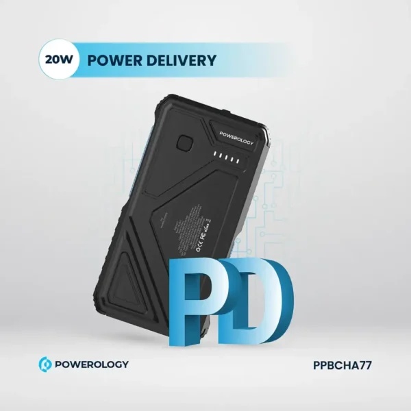 Powerology 27000mAh Solar Wireless Charging Power Bank PP077 Pd 20W - Black - Image 7