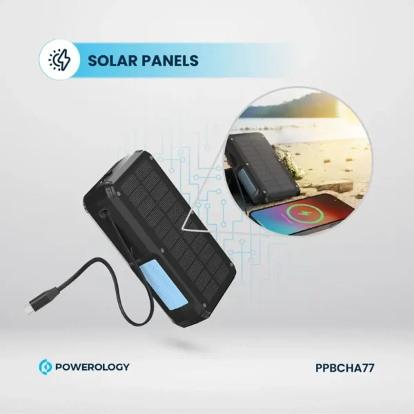 Powerology 27000mAh Solar Wireless Charging Power Bank PP077 Pd 20W - Black - Image 10