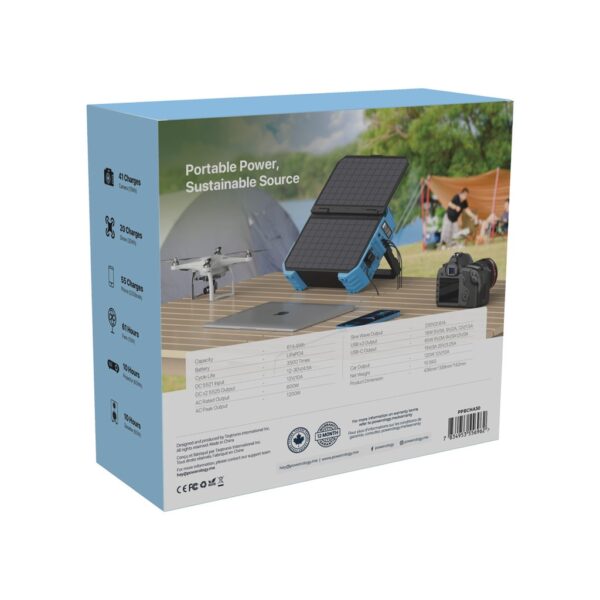 Powerology 600W 192000mAh Portable Generator Integrated Solar Panel - Blue - Image 8