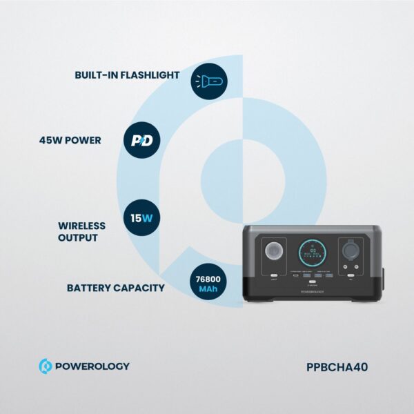 Powerology Portable Power Generator Fast Charging 76800mAh 300W - Black - Image 4