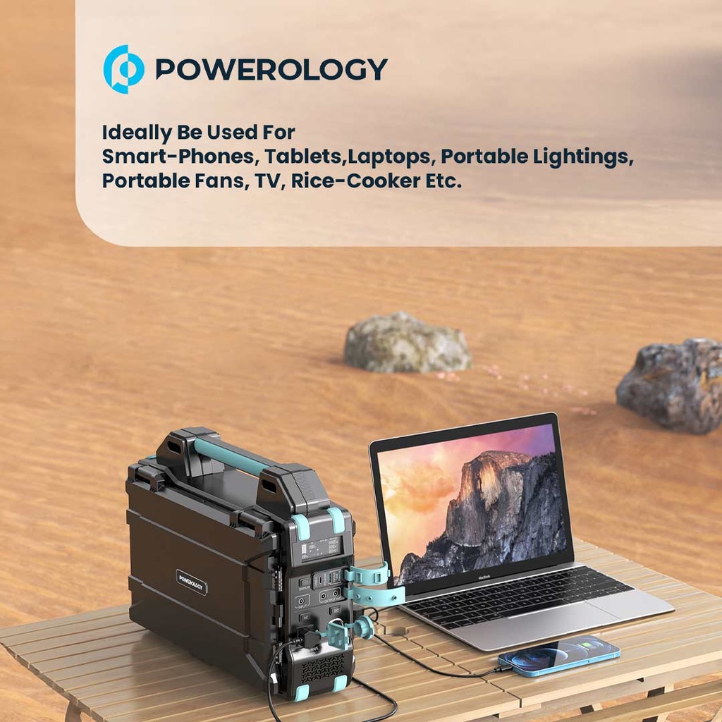 Powerology 76800mAh Portable Solar Power Generator 284Wh 400W QC - Black - Image 9
