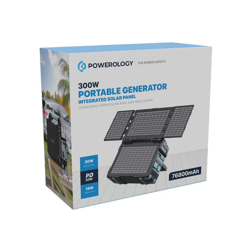 Powerology 76800mAh Portable Solar Power Generator 284Wh 400W QC - Black - Image 13