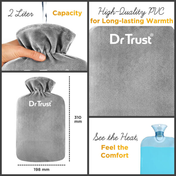 Dr Trust Hot Water Bottle With Cover.2Ltr - Red - Image 3