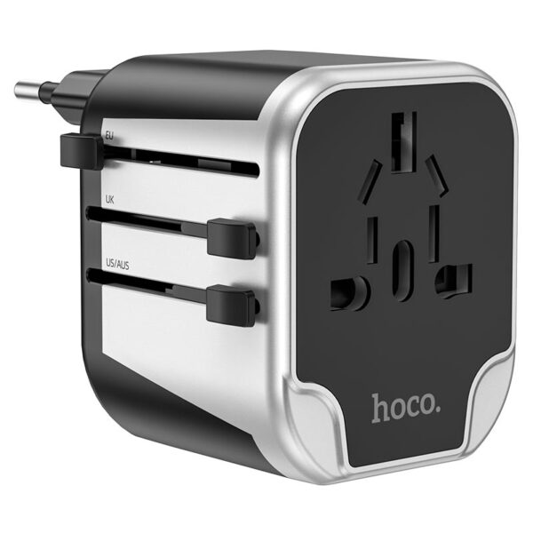 Hoco AC5 Travel Charger Dual USB Output with Plug Conversion EU / UK / US / AUS. - Image 2