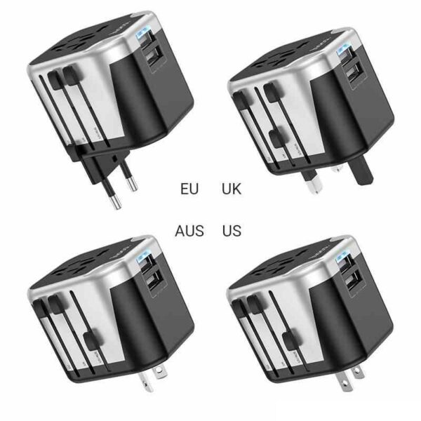 Hoco AC5 Travel Charger Dual USB Output with Plug Conversion EU / UK / US / AUS. - Image 3