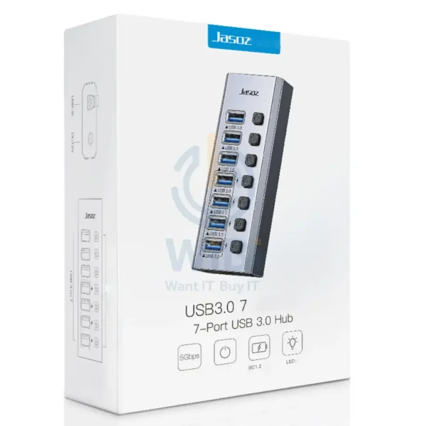 Jasoz F118 7-Port USB 3.0 Hub - Space Gray - Image 2
