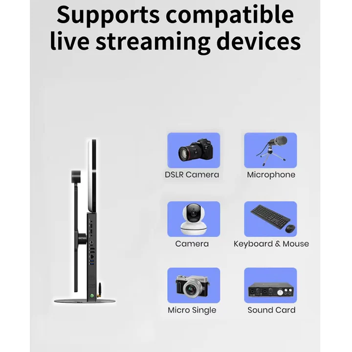 Twisted Minds S1 All-in-One Live Broadcast Desktop 15.6" FHD LCD Screen, 50 MP Magnetic Camera, Android 11 System, Fixed Stand - Image 8