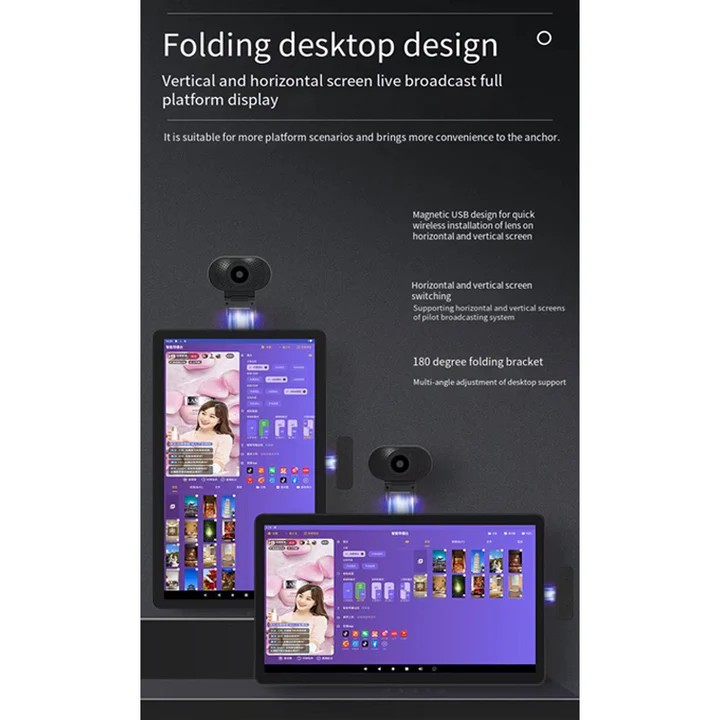 Twisted Minds S3 All-in-One Live Broadcast Desktop 15.6" FHD LCD Screen, 50 MP Magnetic Camera, Android 12 System, Adjustable Bracket - Image 7