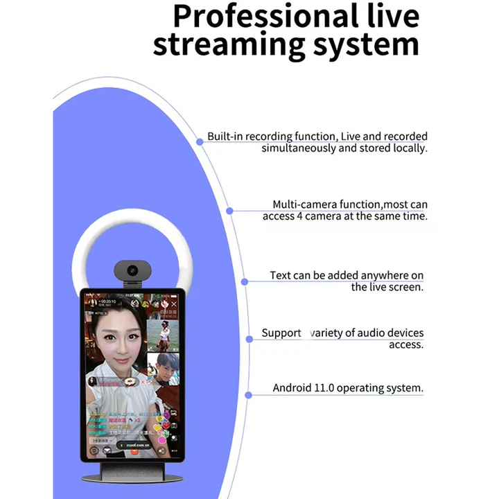 Twisted Minds S1 All-in-One Live Broadcast Desktop 15.6" FHD LCD Screen, 50 MP Magnetic Camera, Android 11 System, Fixed Stand - Image 9