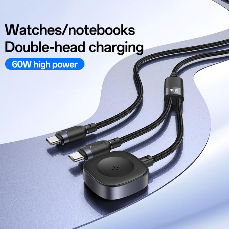 Yesido CA136C 2-in-1 Charging Cable - 1.2 Meter / USB-C / iWatch - Black - Image 2