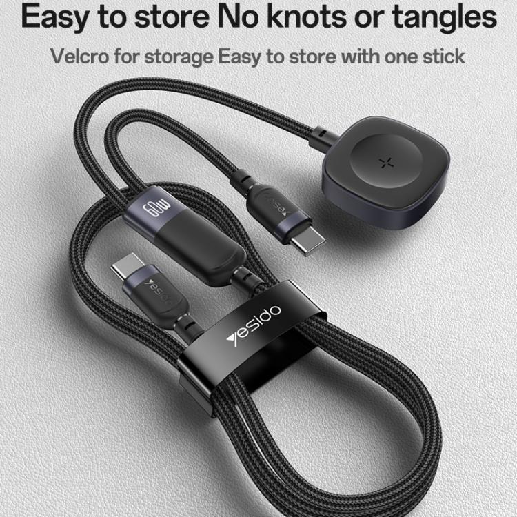 Yesido CA136C 2-in-1 Charging Cable - 1.2 Meter / USB-C / iWatch - Black - Image 3