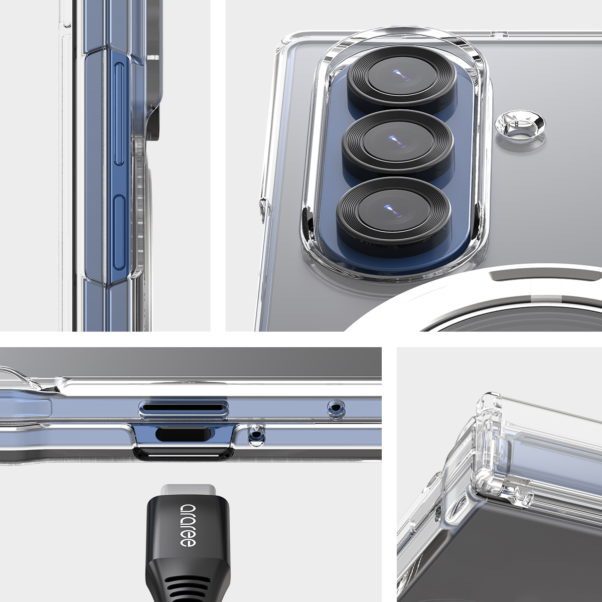 Araree Nukin 360 Magsafe Stand With Hinge Protection Case Samsung Galaxy Z Fold 7 - Clear - Image 6
