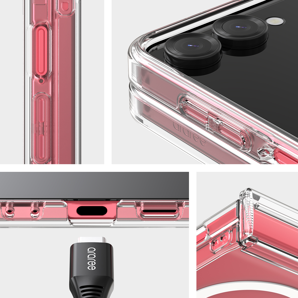 Araree Duple 360 Magsafe With Hinge Protection Case - Samsung Galaxy Z Flip 7 - Clear - Image 2