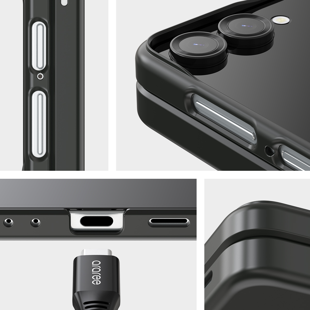 Araree Aero Flex Case With Finger Ring Holder Samsung Galaxy Z Flip 7 - Black - Image 2