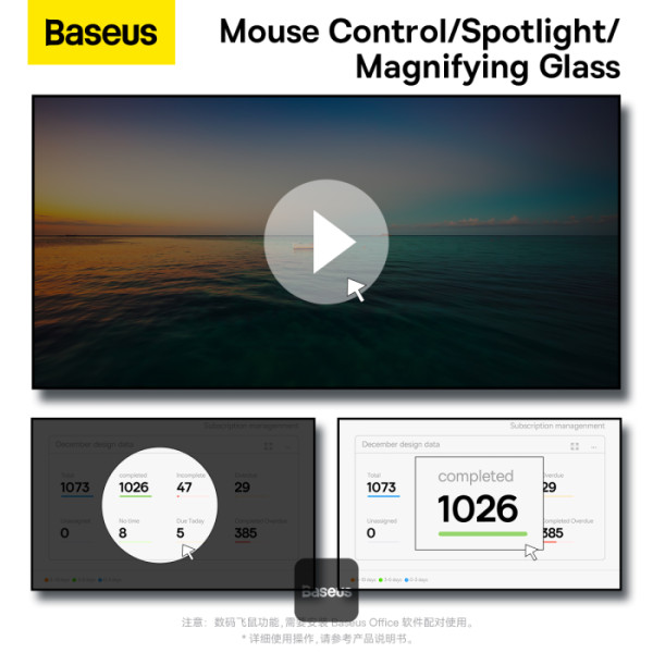 Baseus Orange Dot AI Wireless Presenter - Grey - Image 6