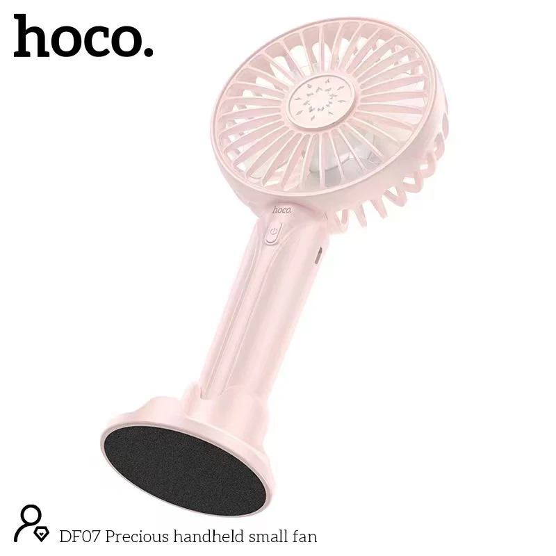 HOCO DF07 Mini Handheld Fan 1200 mAh Battery with Phone Holder - Pink