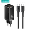 Usams Gan Fast Charger Kit Mac-tu Series Type-c To Lightning 30w Data Cable (US-SJ406)