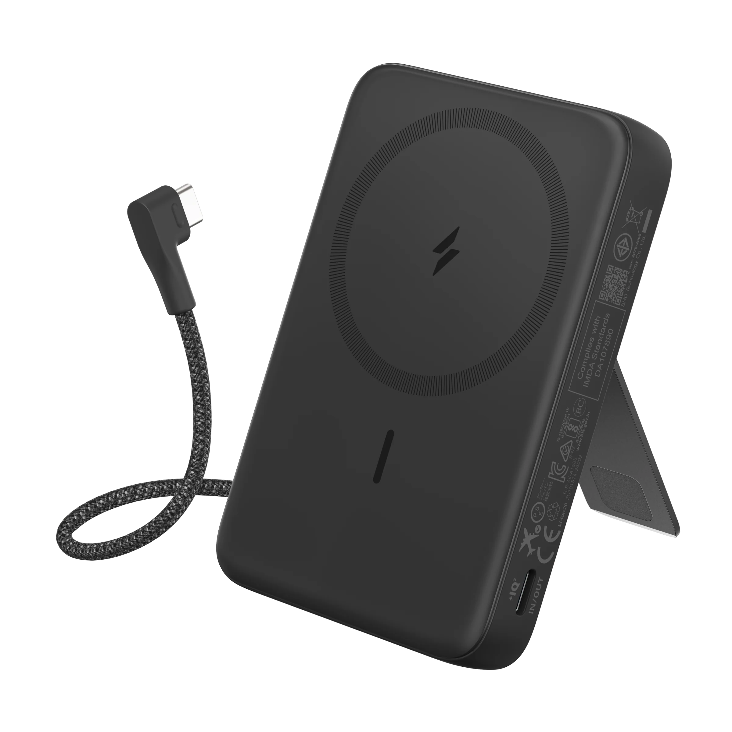 Anker Zolo Magnetic Power Bank (10K,30W,Built-in USB-C Cable) - Black