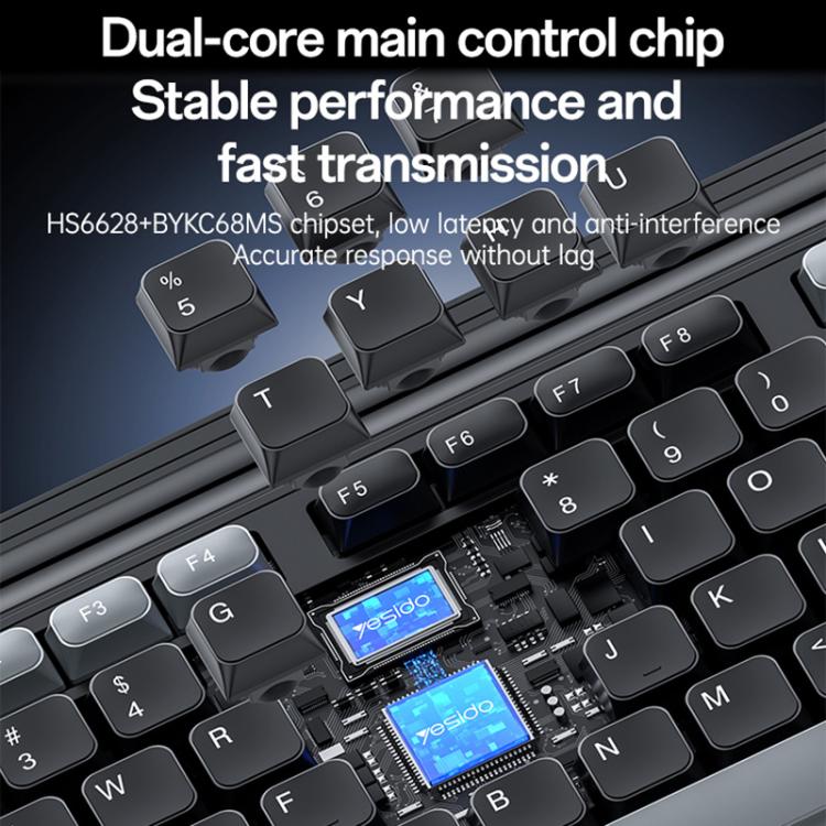 Yesido KB43 2.4 Wireless Keyboard Mouse Set, Version Arabic Version - Black - Image 3